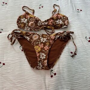 Hollister Floral Brown Bikini